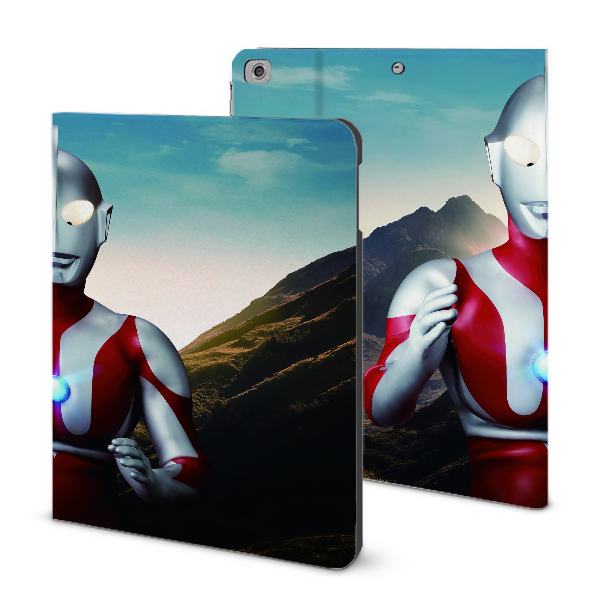 （画像用） ウルトラマン Ultraman IPad ケース ブック型 PUレザー TPU 耐衝撃 軽量 薄型 ペン収納なし 全面保護 IPad 各モデル対応